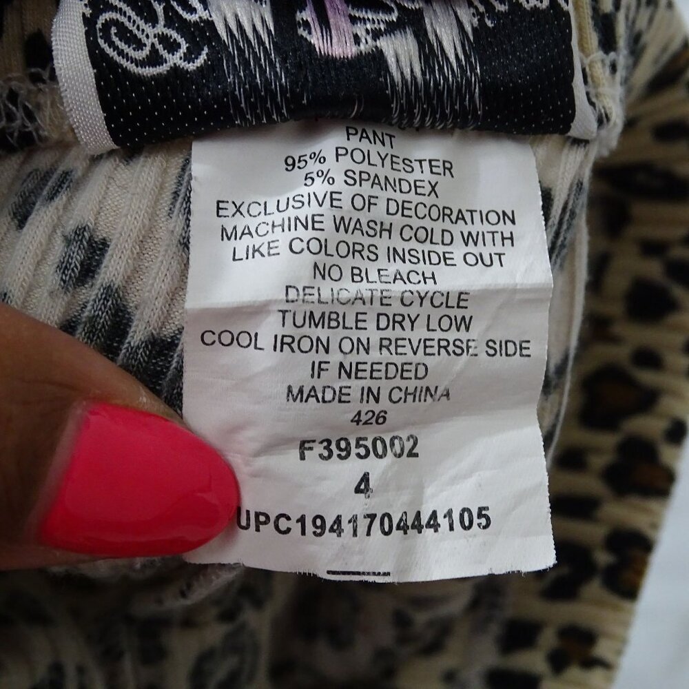 Rare Editions Leopard Animal Print Flare Pants Girls Size 4 Pullon Ribbed Knit - Picture 5 of 5